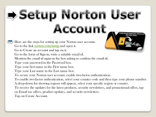 Setup Norton User Account