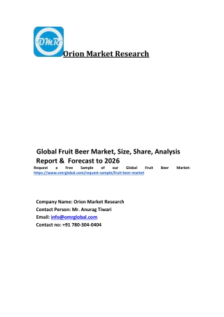 Global Fruit Beer Market Trends, Size, Competitive Analysis and Forecast 2020-2026