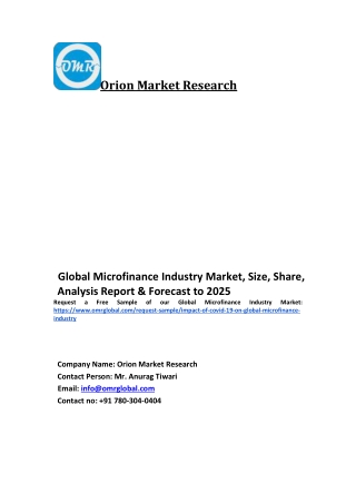 Global Microfinance Industry Market Growth, Size, Share, Industry Report and Forecast 2019-2025