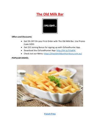 5% off - The Old Milk Bar Cafe Takeaway Thornbury, VIC