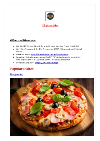 5% off - 22 pizza joint takeaway Broadbeach Menu, QLD