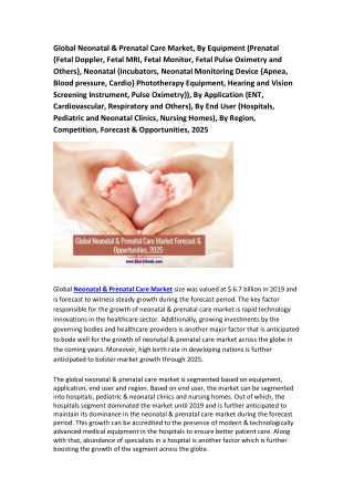 Global Neonatal & Prenatal Care Market Research Report 2020 - 2025