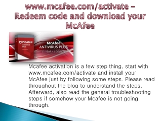 www.mcafee.com/activate – Redeem code and download your McAfee
