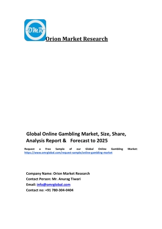 Global Online Gambling Market Trends, Size, Competitive Analysis and Forecast 2019-2025