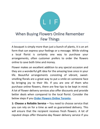 When Buying Flowers Online Remember Few Things