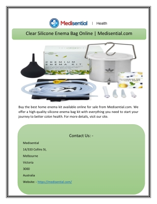 Clear Silicone Enema Bag Online | Medisential.com