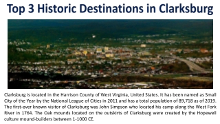 Top 3 Historic Destinations in Clarksburg