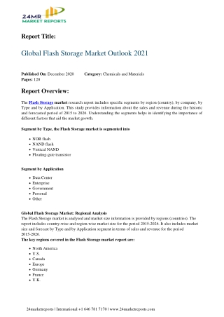 Flash Storage Market Outlook 2021