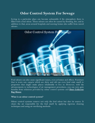 Odor Control System For Sewage