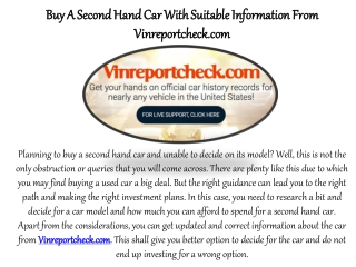 Buy A Second Hand Car With Suitable Information From Vinreportcheck.com