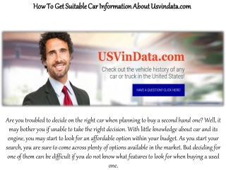 How To Get Suitable Car Information About Usvindata.com