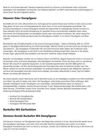 Backofen Dampffunktion - Eine Übersicht