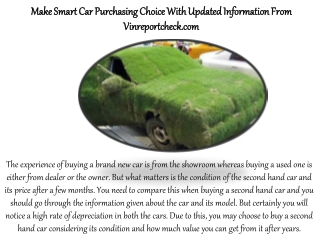 Make Smart Car Purchasing Choice With Updated Information From Vinreportcheck.com