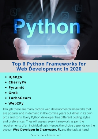 Top 6 Python Frameworks for Web Development In 2020