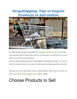 Dropshipping: Tips to Import Products to Sell Online