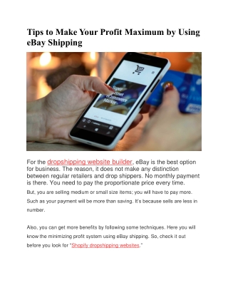 Tips to Make Your Profit Maximum by Using eBay Shipping