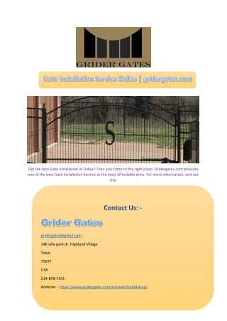 Gate Installation Service Dallas | gridergates.com