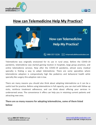 How can Telemedicine Help My Practice?