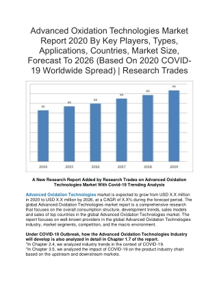 Advanced Oxidation Technologies Market Report 2020 By Key Players, Types, Applications, Countries, Market Size, Forecast