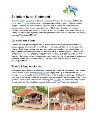 Safaritent huren Nederland