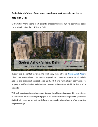 Godrej Ashok Vihar Apartments In Delhi For Astonishing Life