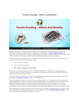 Termite Proofing – Effects And Benefits