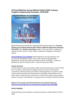 5G Fixed Wireless Access Market Outlook 2030