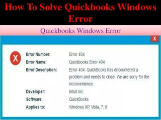 How To Solve Quickbooks Windows Error
