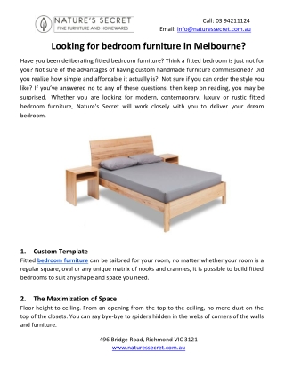 Looking for bedroom furniture in Melbourne?
