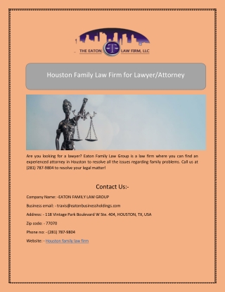 Houston Family Law Firm for Lawyer/Attorney