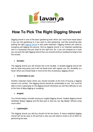 How To Pick The Right Digging Shovel