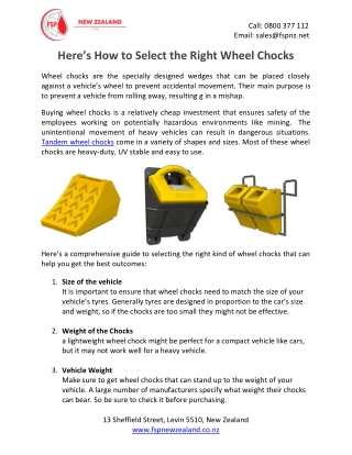 Here’s How to Select The Right Wheel Chocks