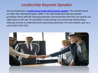 Leadership Keynote Speaker