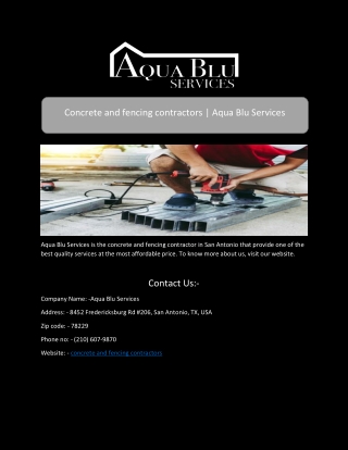 concrete and fencing contractors | Aqua Blu Services