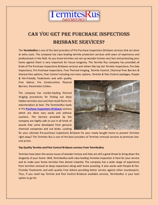 Can You get Pre Purchase Inspections Brisbane Services?
