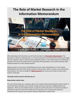 The Role of Market Research in the Information Memorandum