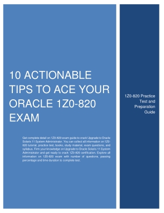 10 Actionable Tips to Ace Your Oracle 1Z0-820 Exam