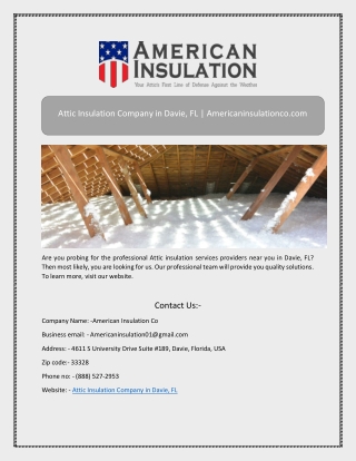 Attic Insulation Company in Davie, FL | Americaninsulationco.com