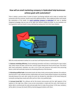How will an email marketing company in Hyderabad help businesses achieve goals with automation?