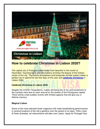 How to celebrate Christmas in Lisbon 2020?