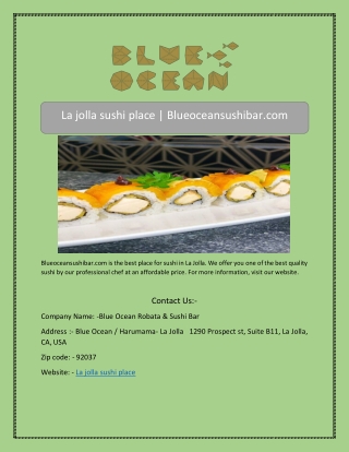 La jolla sushi place | Blueoceansushibar.com
