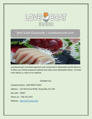 Best Sushi Oceanside | Loveboatsushi.com