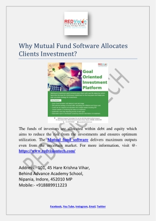 Why Mutual Fund Software Allocates Clients Investment?