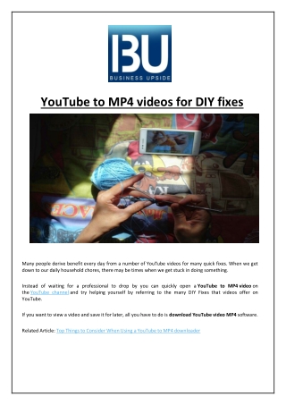 YouTube to MP4 videos for DIY fixes