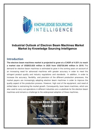 Industrial Outlook of Electron Beam Machines Market