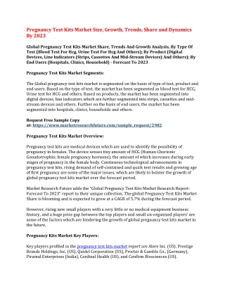 Pregnancy Test Kits Market Size, Growth, Trends, Share and Dynamics By 2023