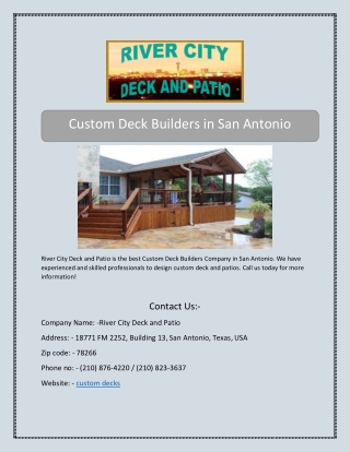 Custom Deck Builders in San Antonio