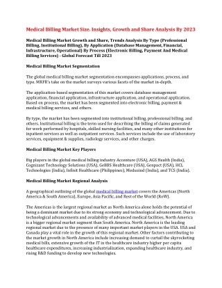 Medical Billing Market Size. Insights, Growth and Share Analysis By 2023