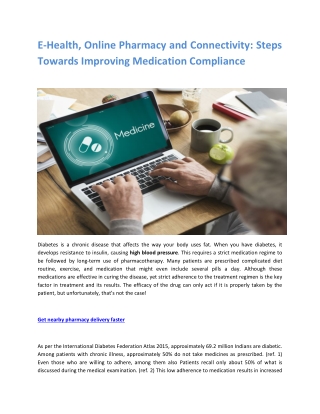 E-Health, Online Pharmacy and Connectivity: Steps Towards Improving Medication Compliance