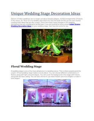 Unique Wedding Stage Decoration Ideas